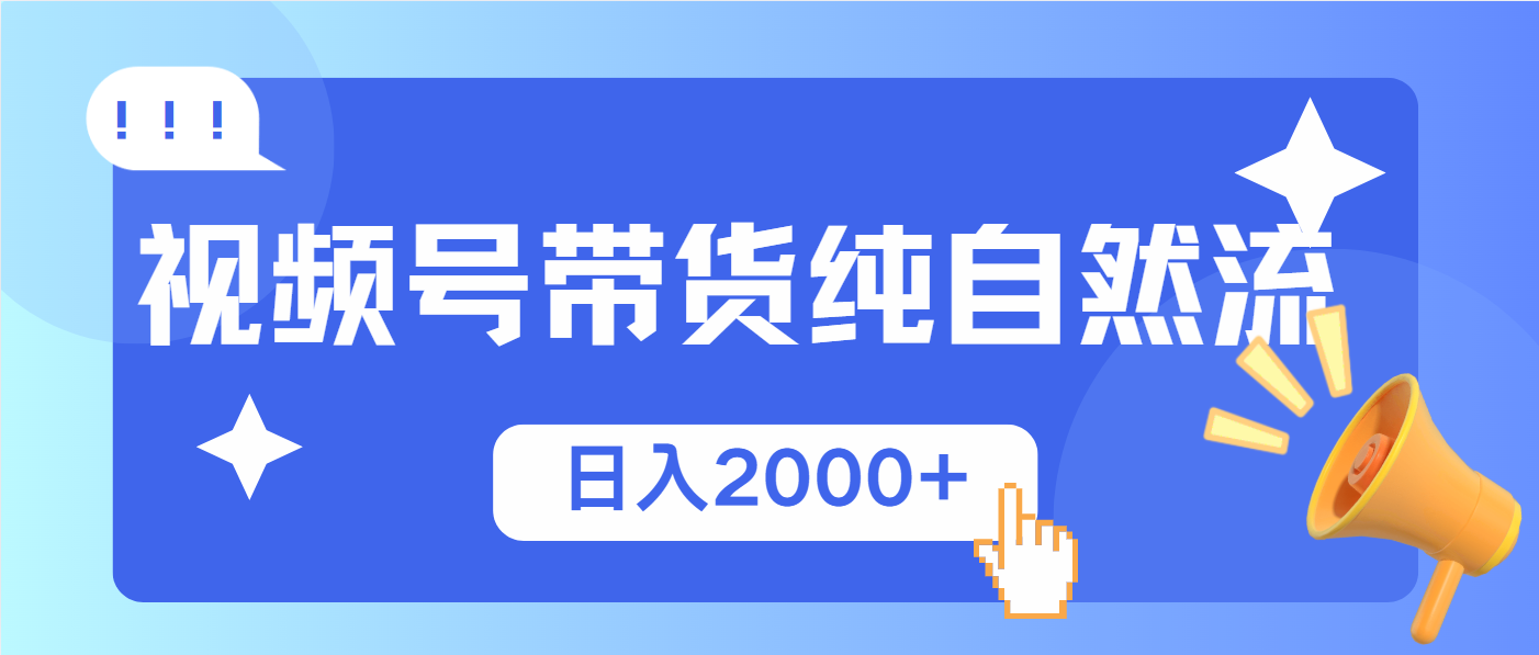 视频号带货，纯自然流，起号简单，爆率高轻松日入2000+盘点资源网-专注分享网络创业落地实操课程 – 全网首发_高质量项目输出盘点项目网